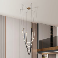 Ayers 59-inch 3-light Champagne Gold with Black and Brown Faux Leather 5CCT LED Chandelier