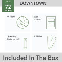 72 inch Downtown ENERGY STAR® Matte White Damp Rated Ceiling Fan and Wall Control