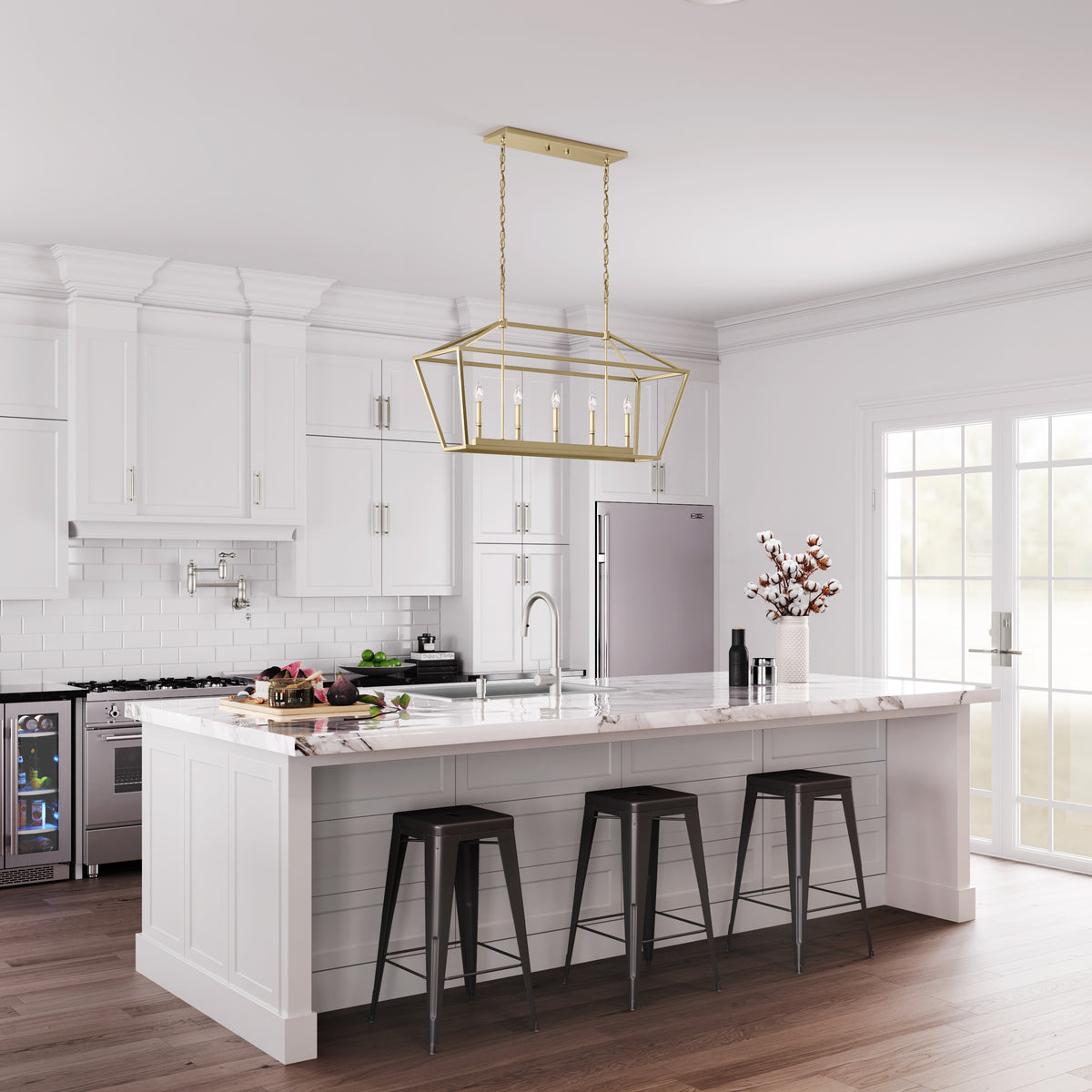 68'' Corona Modern Gold 5 Light Linear Chandelier