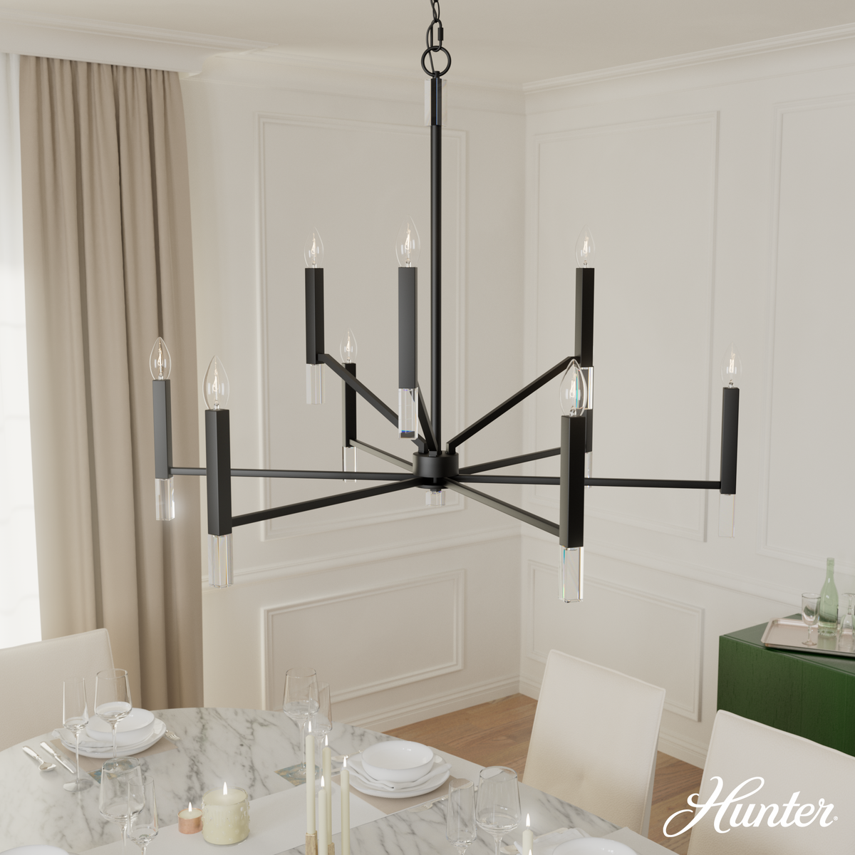 Kerrison 24-inch 8-light Natural Black Iron Lantern Pendant with Seeded Glass