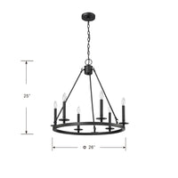 26-inch Florence Matte Black 6-Light Chandelier