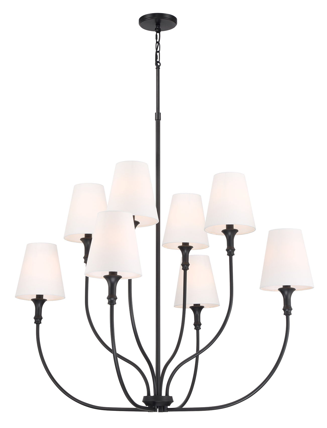 38.25'' Mairbourne Matte Black 8 Light Chandelier