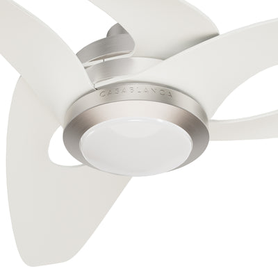 Casablanca 60 inch Inez ENERGY STAR® Brushed Nickel Damp Rated Ceiling Fan with LED Light Kit and Wall Control and Handheld Remote