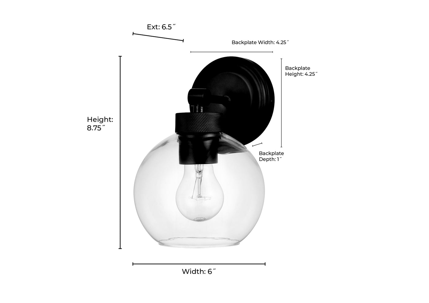 6'' Jonatan Matte Black 1 Light Wall Sconce