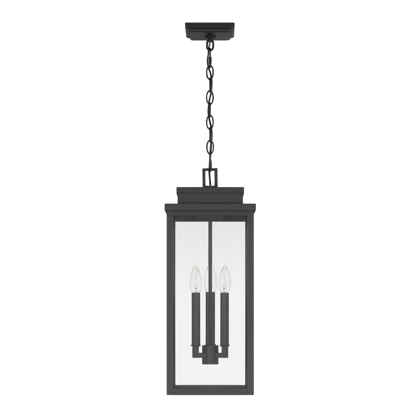 Hillside 9-inch 3-light Textured Black Exterior Pendant Light with Clear Glass