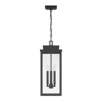 Hillside 9-inch 3-light Textured Black Exterior Pendant Light with Clear Glass