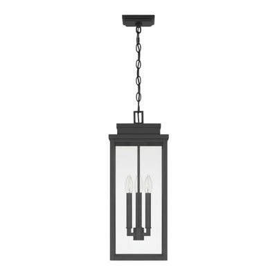 Hillside 9-inch 3-light Textured Black Exterior Pendant Light with Clear Glass