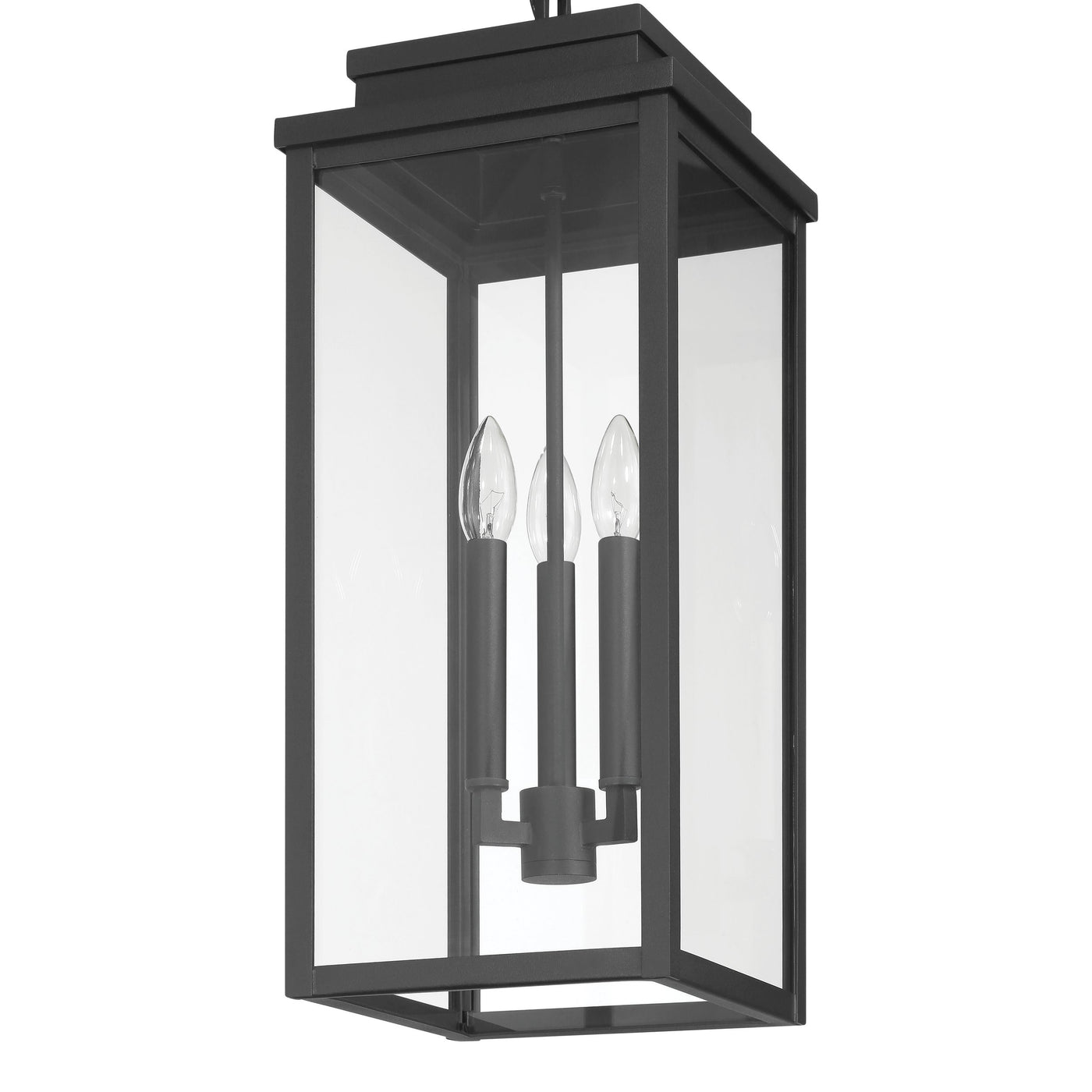 Hillside 9-inch 3-light Textured Black Exterior Pendant Light with Clear Glass