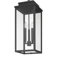 Hillside 9-inch 3-light Textured Black Exterior Pendant Light with Clear Glass