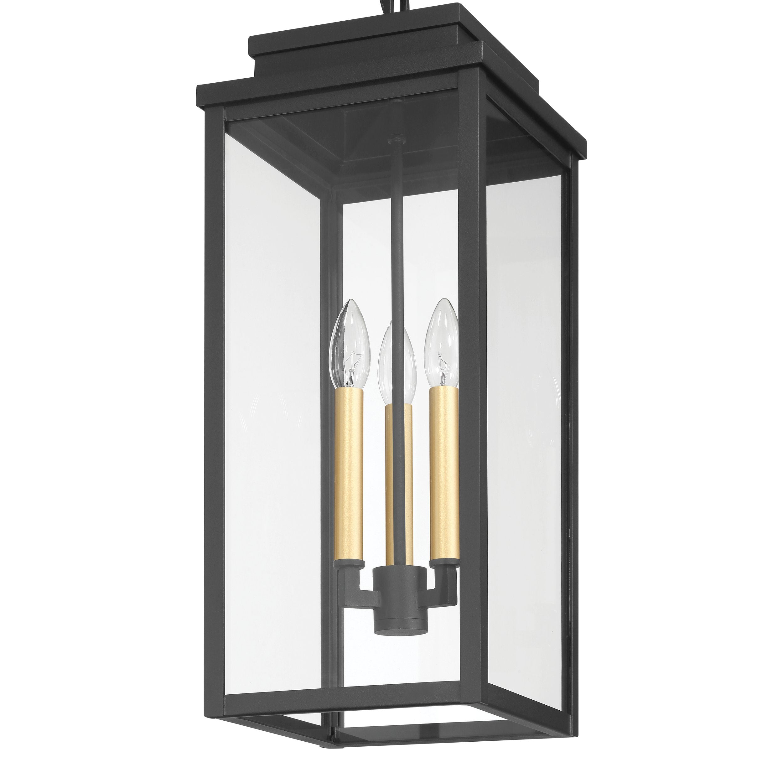 Hillside 9-inch 3-light Textured Black Exterior Pendant Light with Clear Glass