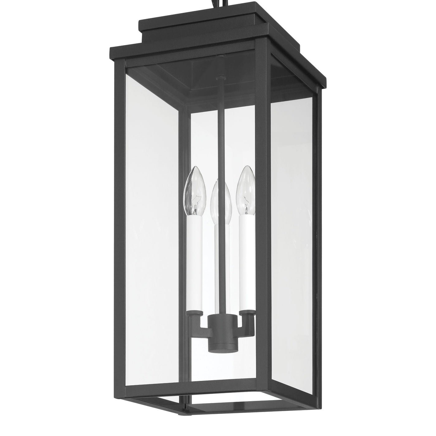 Hillside 9-inch 3-light Textured Black Exterior Pendant Light with Clear Glass