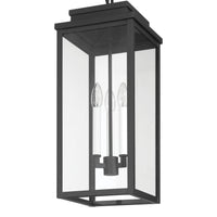 Hillside 9-inch 3-light Textured Black Exterior Pendant Light with Clear Glass