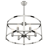 Astwood 26-inch 6-light Polished Nickel Drum Chandelier with Clear Glass
