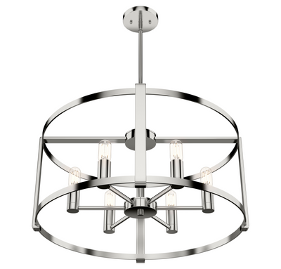 Astwood 26-inch 6-light Polished Nickel Drum Chandelier with Clear Glass