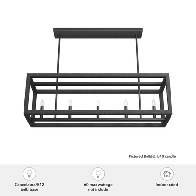 Squire Manor 40-inch 5-light Matte Black and Dark Ash Linear Chandelier