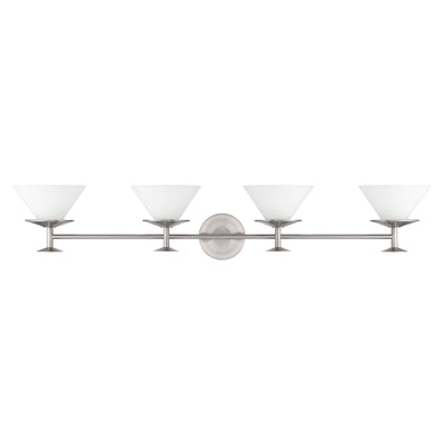 Tremolo 42-inch 4-light Brushed Nickel and Polished Nickel Vanity Light with Etched Opal Glass