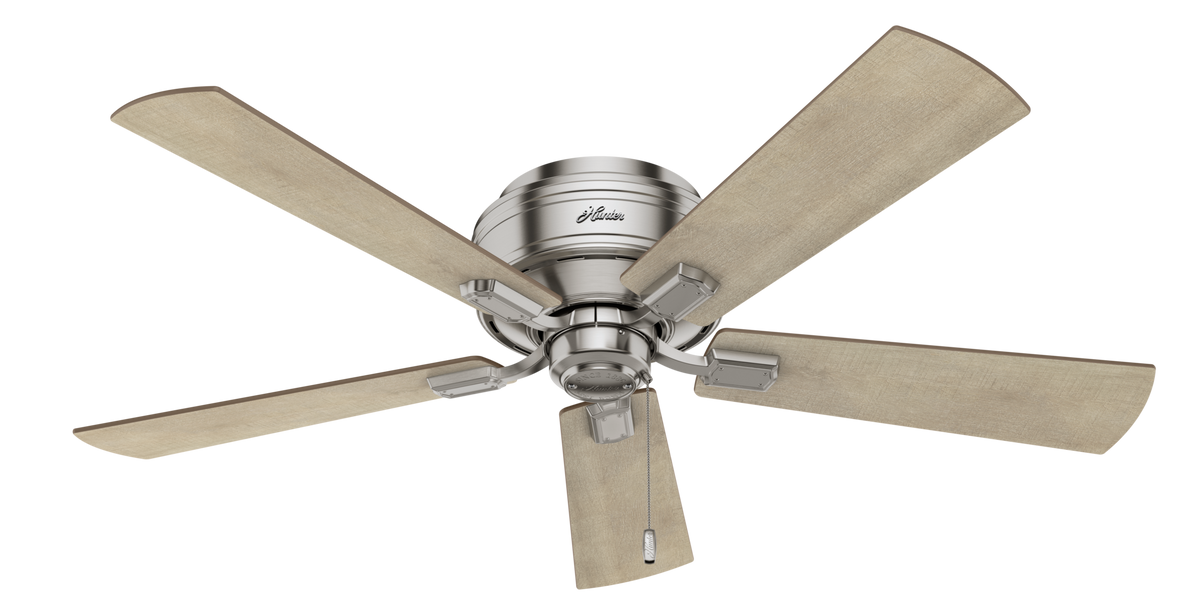 52 inch Crestfield Brushed Nickel Low Profile Ceiling Fan with LED Light Kit and Pull Chain