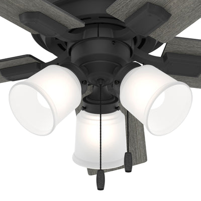 44 inch Crystal Peak Matte Black Ceiling Fan with LED Light Kit and Pull Chain