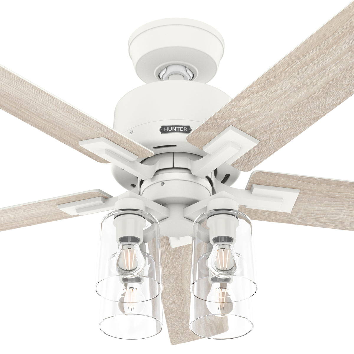 52 inch Techne Wi-Fi HunterExpress Matte White Ceiling Fan with LED Light Kit and Handheld Remote