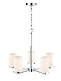 24-inch Verlana Chrome 5-Light Etched White Glass Chandelier