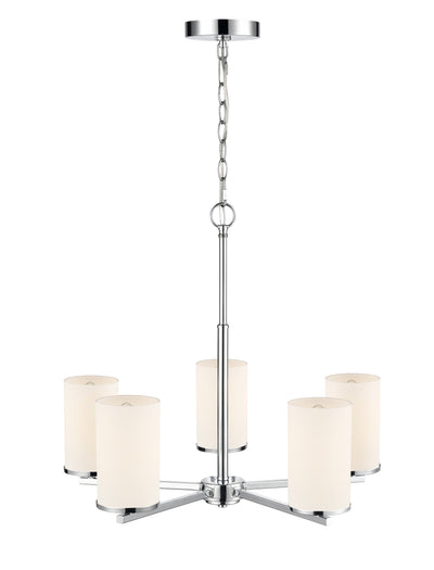 24-inch Verlana Chrome 5-Light Etched White Glass Chandelier