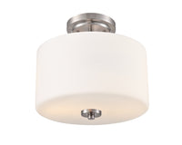 10'' Verlana Brushed NickelEtched Opal 2 Light Semi-Flush Mount