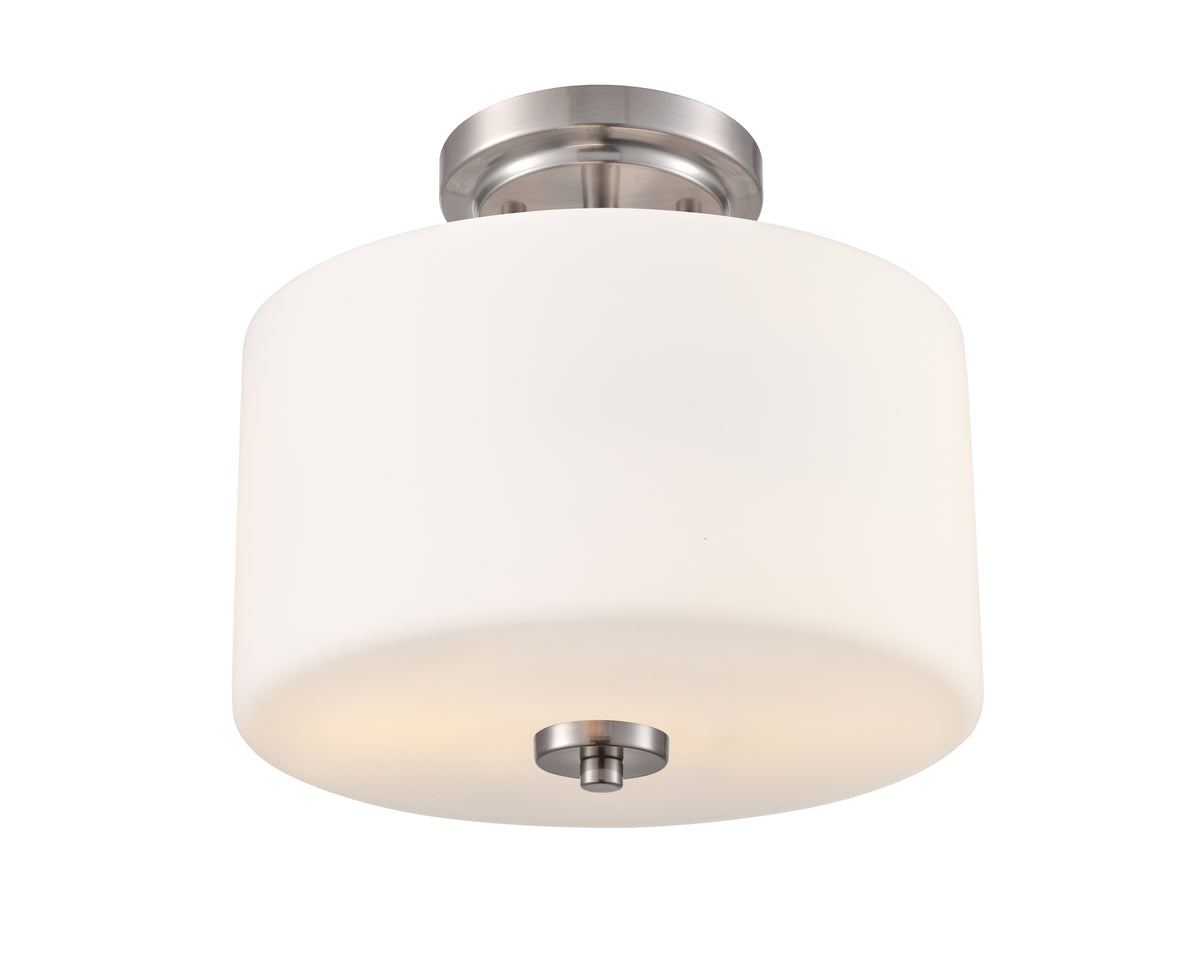 10'' Verlana Brushed NickelEtched Opal 2 Light Semi-Flush Mount