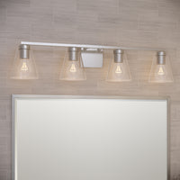 31-inch Strayhan Brushed Nickel 4-Light Clear Glass Bathroom Vanity Light