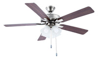 52 Inch Marisella AC Brushed Nickel Indoor Ceiling Fan 5-Blade 4 Lights Reversible