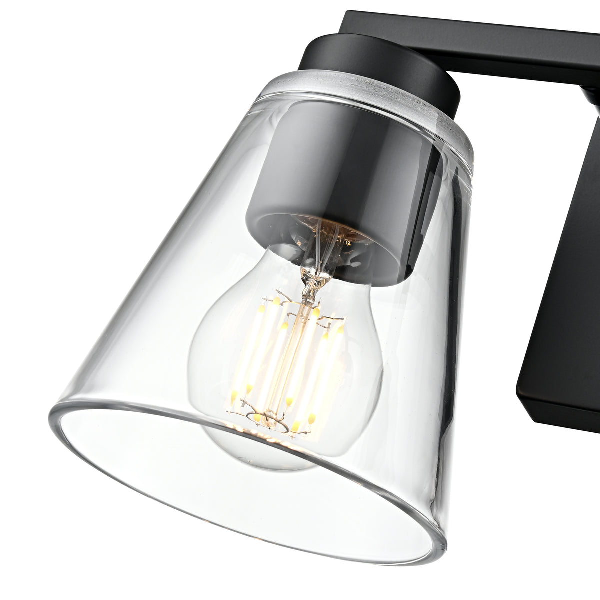 13-inch Strayhan Matte Black 2-Light Clear Glass Bathroom Vanity Light