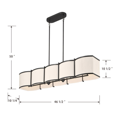 10.25'' Marlbeck Matte Black 5 Light Linear Chandelier