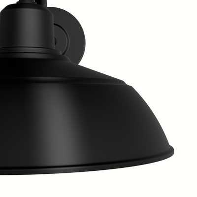 Mill Valley 14-inch 1-light Matte Black and White Outdoor Wall Light with Metal Shade
