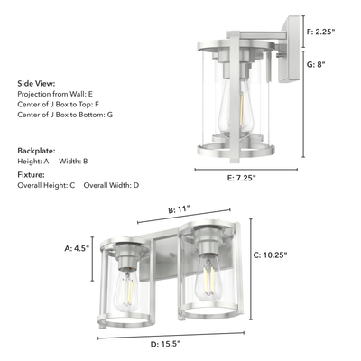 Astwood 15.5-inch 2-light Brushed Nickel Vanity Light with Clear Glass
