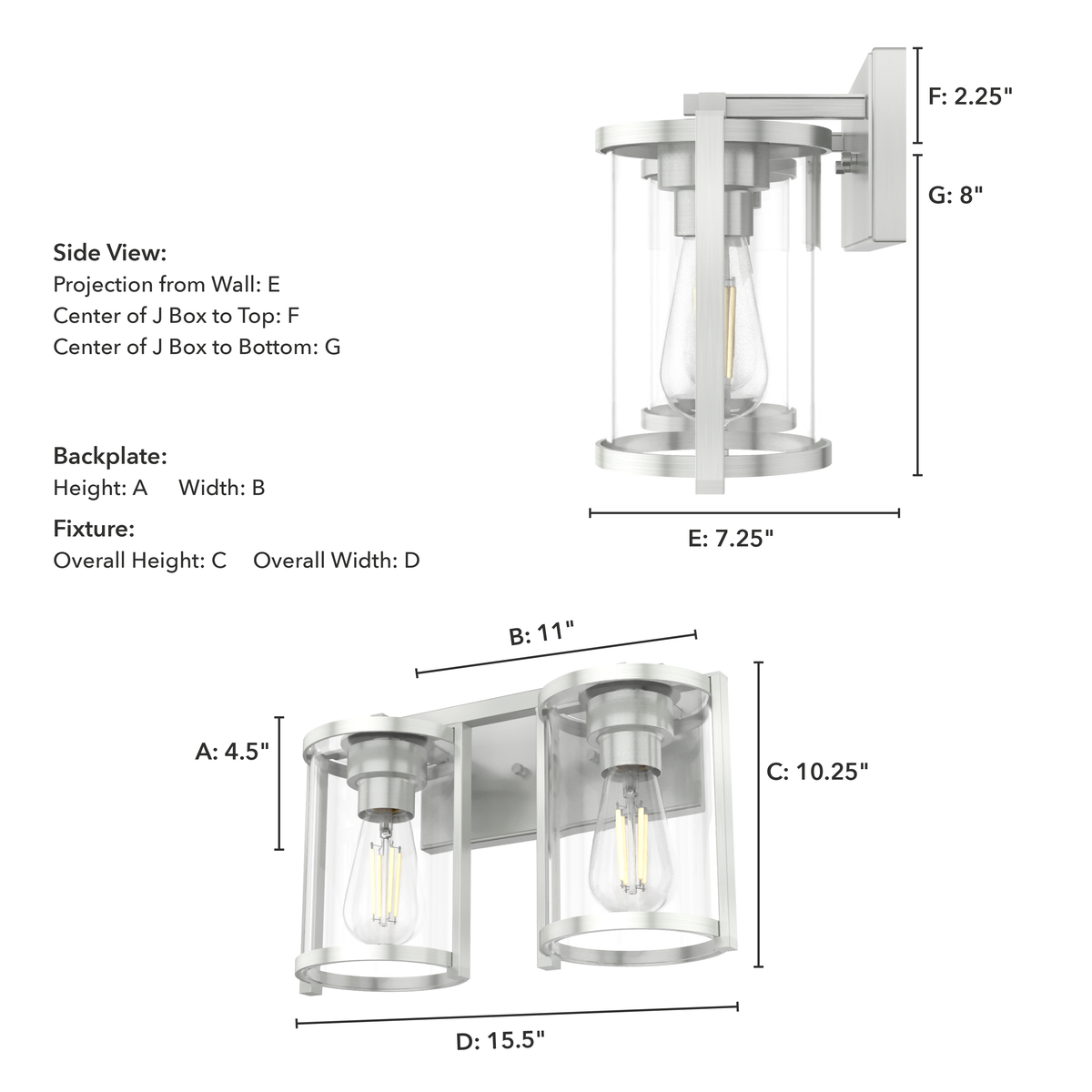 Astwood 15.5-inch 2-light Brushed Nickel Vanity Light with Clear Glass