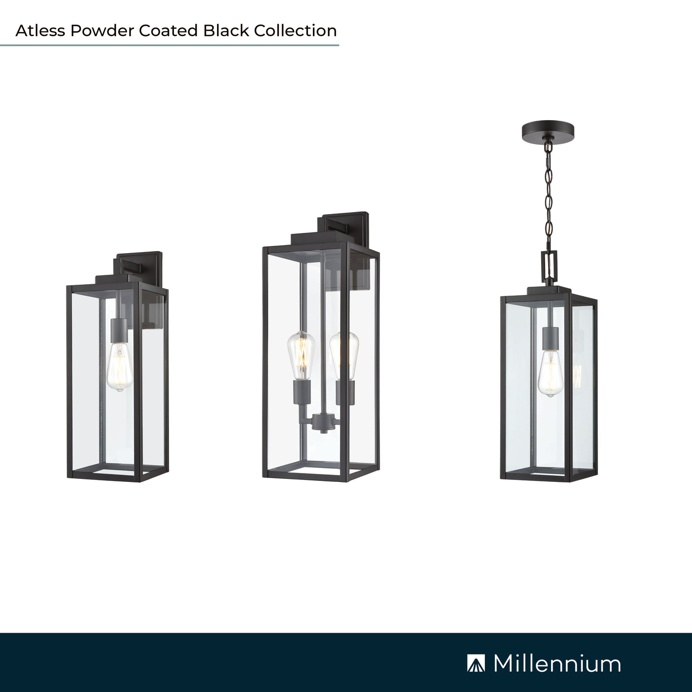 7'' Atless Powder Coated Black 1 Light Lantern