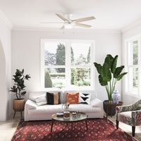 52 inch Anisten Fresh White Low Profile Ceiling Fan with LED Light Kit and Pull Chain