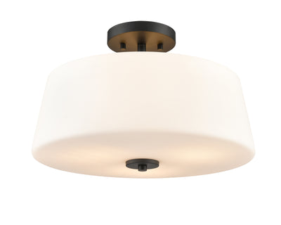 11.25'' Laphia Matte BlackEtched Opal 3 Light Semi-Flush Mount