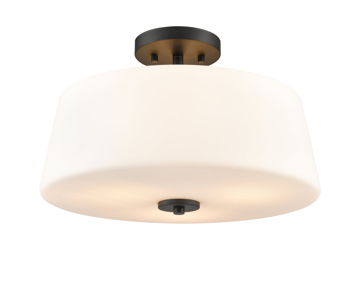 11.25'' Laphia Matte BlackEtched Opal 3 Light Semi-Flush Mount