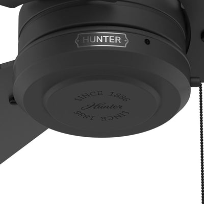 36 inch Cassius Matte Black Damp Rated Ceiling Fan and Pull Chain