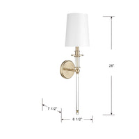 26-inch Modern Gold 1-Light Wall Sconce with White Shade