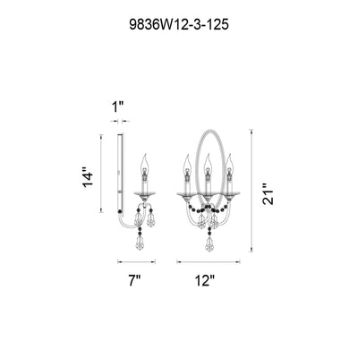 Electra 3 Light Bronze Wall Sconce