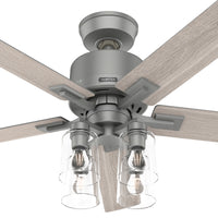 52 inch Techne Wi-Fi HunterExpress Matte Silver Ceiling Fan with LED Light Kit and Handheld Remote