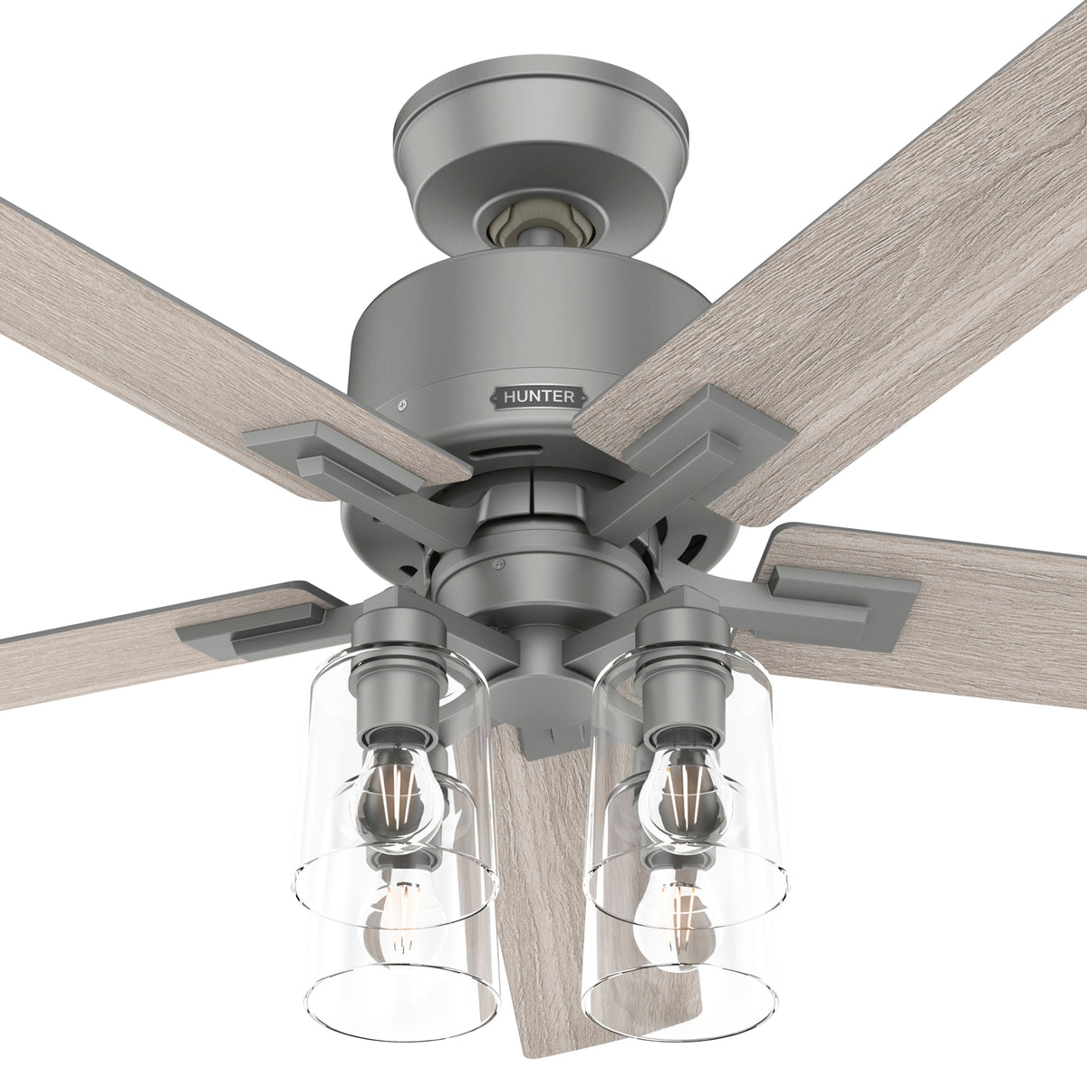 52 inch Techne Wi-Fi HunterExpress Matte Silver Ceiling Fan with LED Light Kit and Handheld Remote