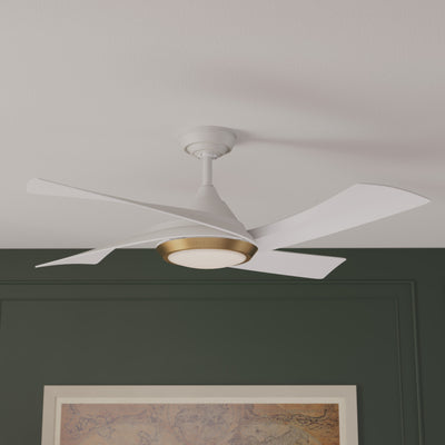 Casablanca 52 inch Vespucci ENERGY STAR® Fresh White Damp Rated Ceiling Fan with LED Light Kit and Wall Control and Handheld Remote