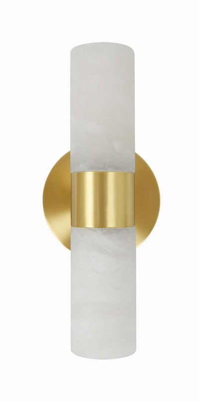 Luella 2 Light Brass Wall Sconce with Alabaster Shades