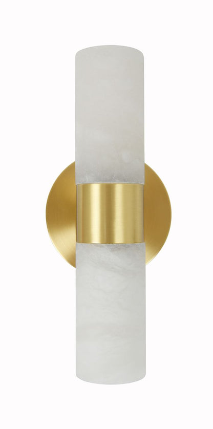 Luella 2 Light Brass Wall Sconce with Alabaster Shades