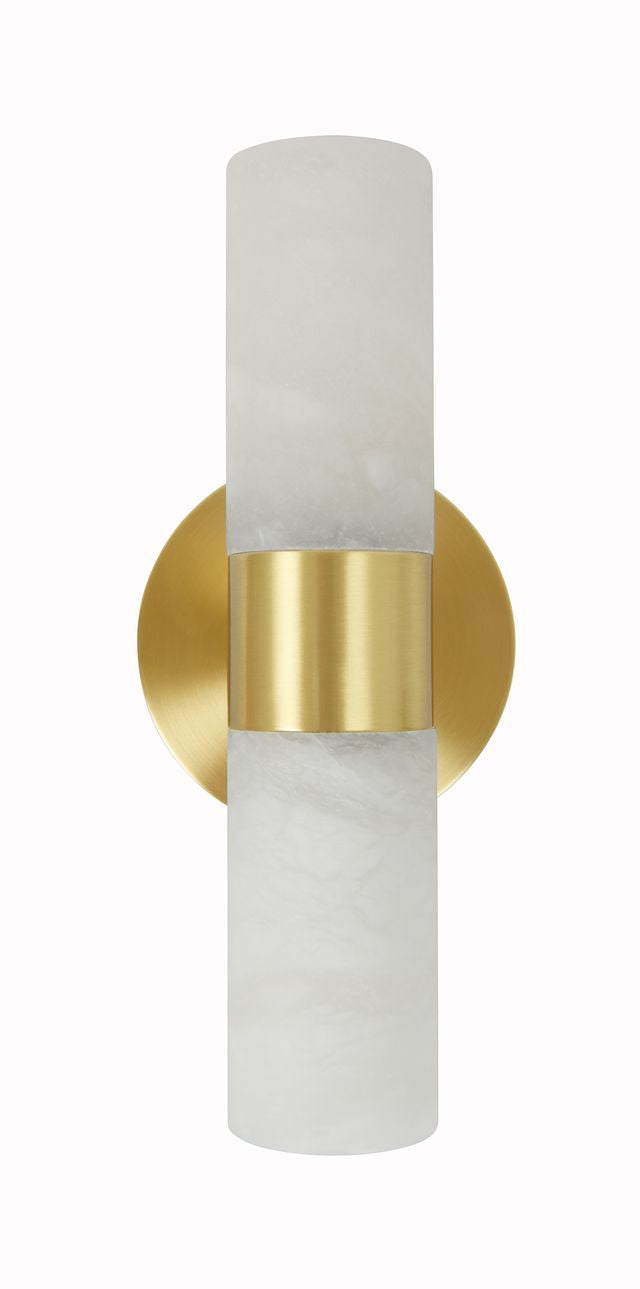 Luella 2 Light Brass Wall Sconce with Alabaster Shades
