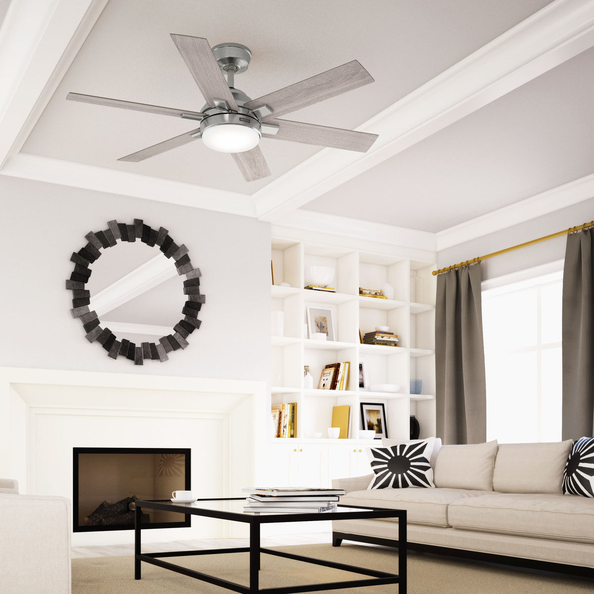 52 inch Georgetown ENERGY STAR® HunterExpress Brushed Nickel Ceiling Fan with LED Light Kit and Handheld Remote