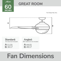 60 inch Aerodyne Wi-Fi ENERGY STAR® Matte White Ceiling Fan with LED Light Kit and Handheld Remote