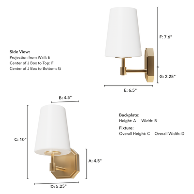 Nolita 10-inch 1-light Alturas Gold Wall Sconce with Cased White Glass